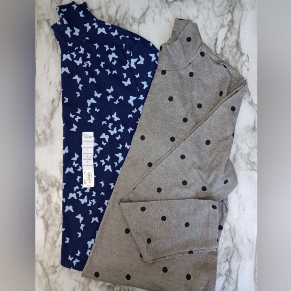 (Bundle) 2 Croft & Barrow Mock Neck Long Sleeve Shirts Size Large